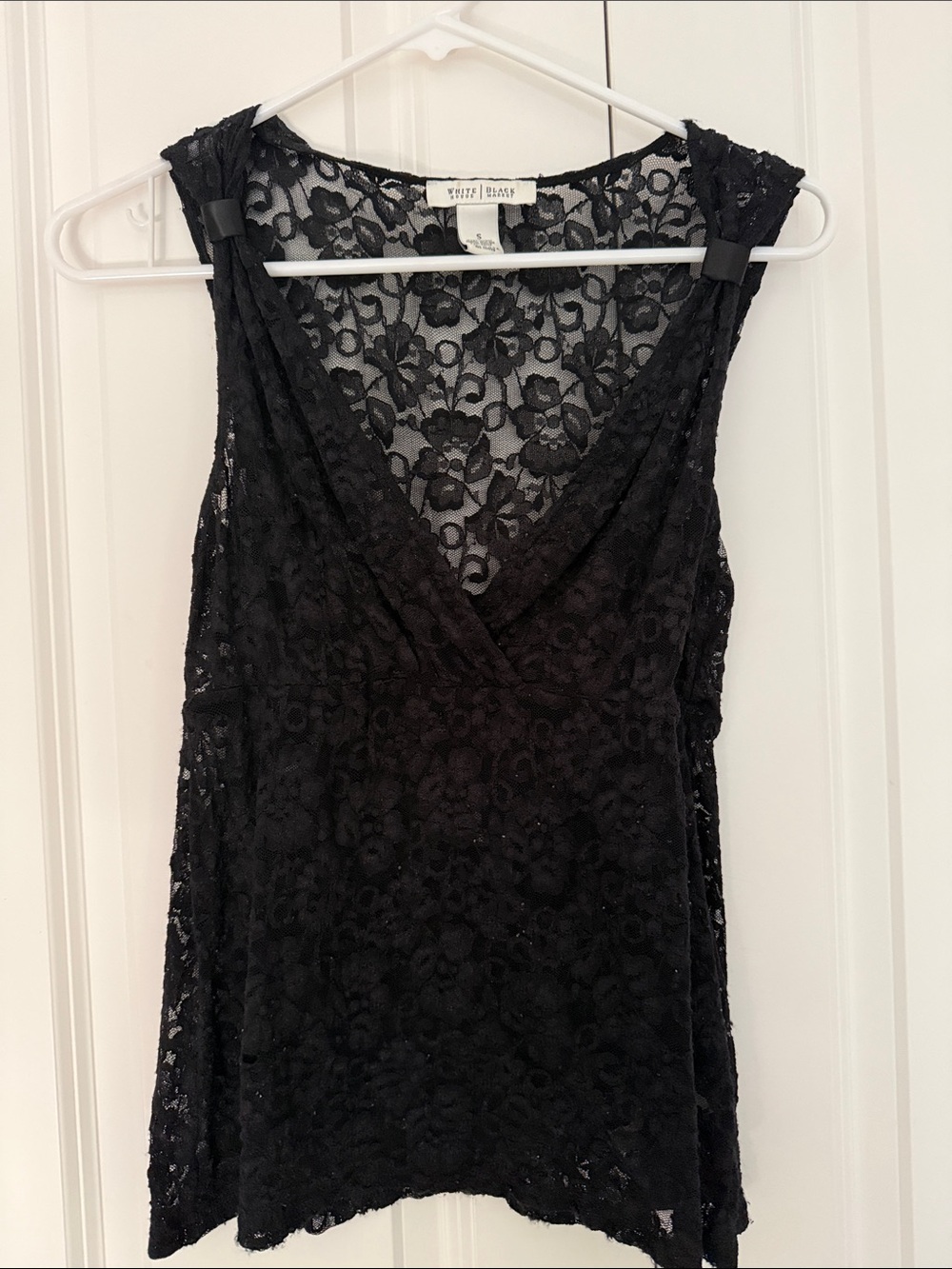 White House Black Market Black Floral Lace V-Neck Camisole